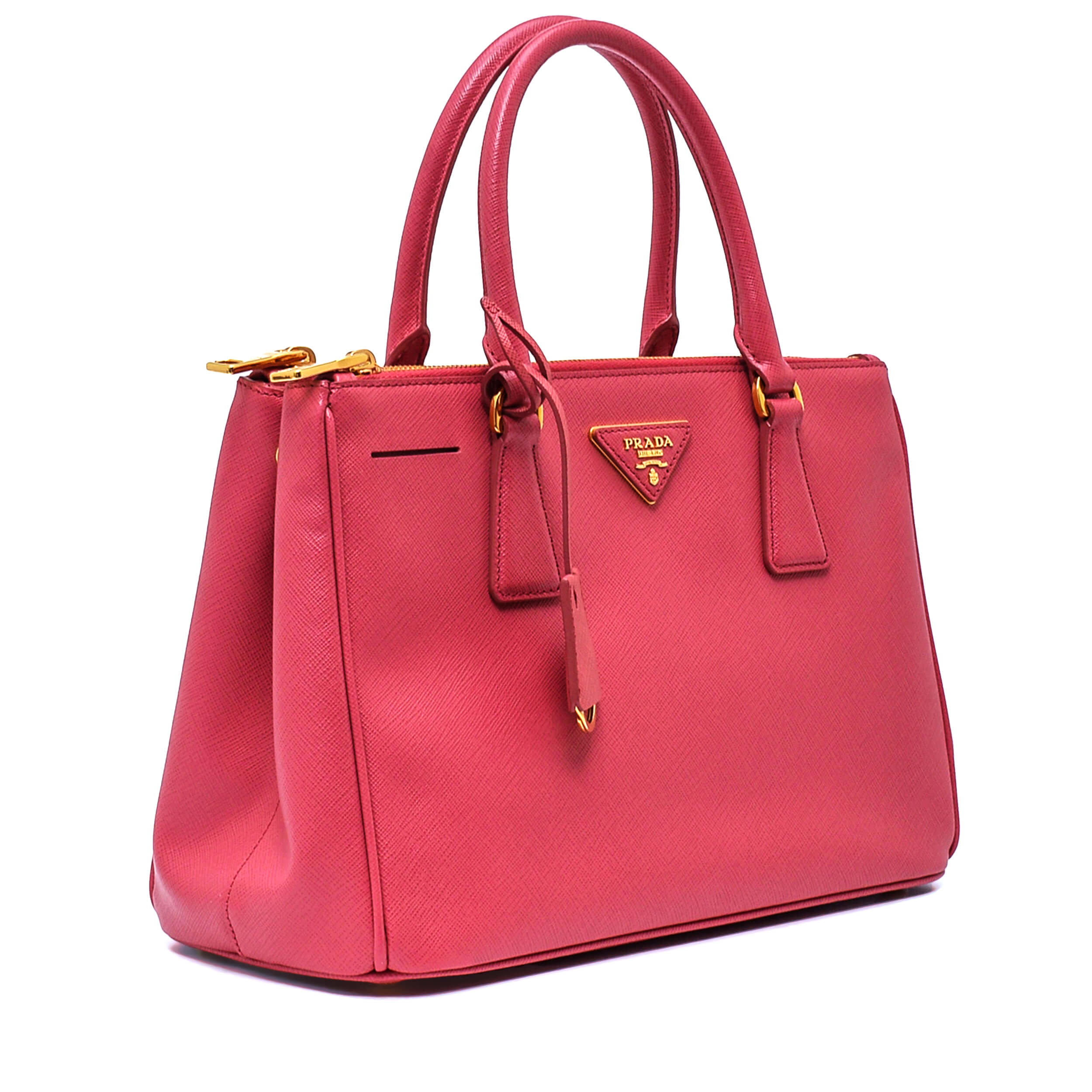 Prada - Pink Saffiano Leather Small Double Zip Bag